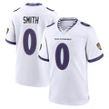 tocy B.Ravens #0 Roquan Smith Player White Purple Home Game Stitched Jerseys