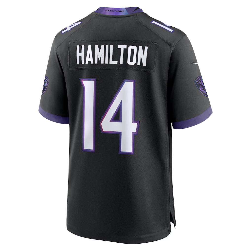 tocy B.Ravens #14 Kyle Hamilton Black Alternate Game Stitched Jerseys