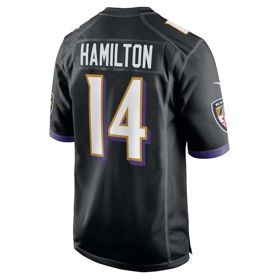 tocy B.Ravens #14 Kyle Hamilton Player Black Alternate Home Game Stitched Jerseys
