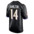 tocy B.Ravens #14 Kyle Hamilton Player Black Alternate Home Game Stitched Jerseys