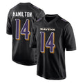 tocy B.Ravens #14 Kyle Hamilton Player Black Carbon Fashion Game Home Stitched Jerseys