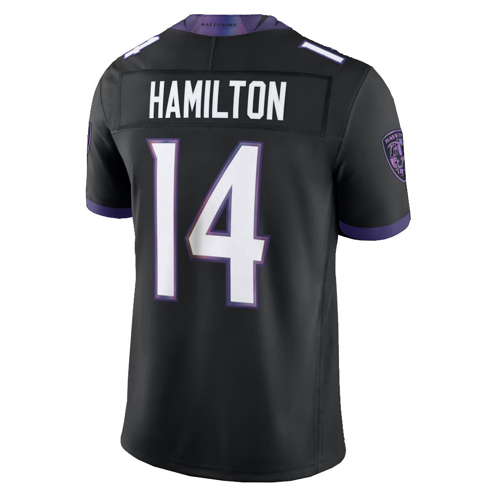 tocy B.Ravens #14 Kyle Hamilton Player Black Limited Elite Home Game Stitched Jerseys