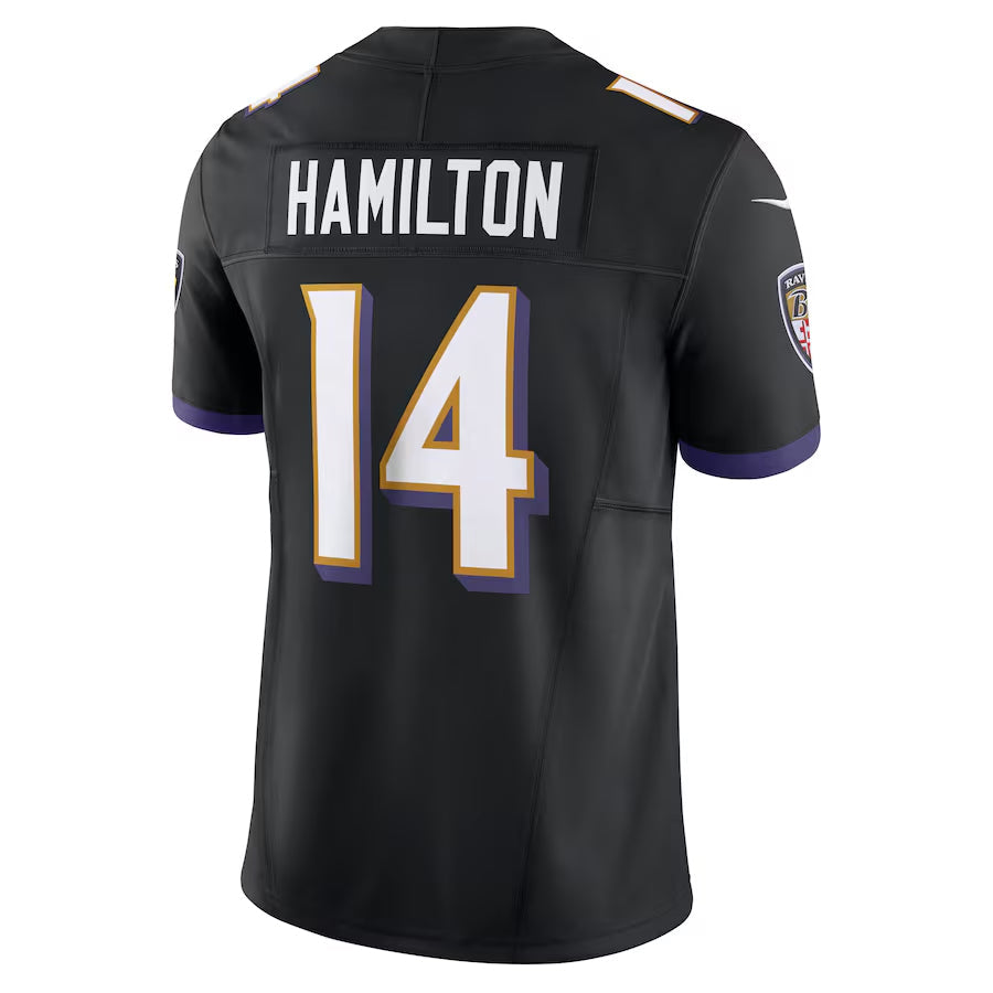 tocy B.Ravens #14 Kyle Hamilton Player Black Vapor F.U.S.E. Limited Game Stitched Jerseys