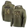 tocy B.Ravens #14 Kyle Hamilton Player Olive Salute to Service Pullover Hoodie Stitched Jerseys