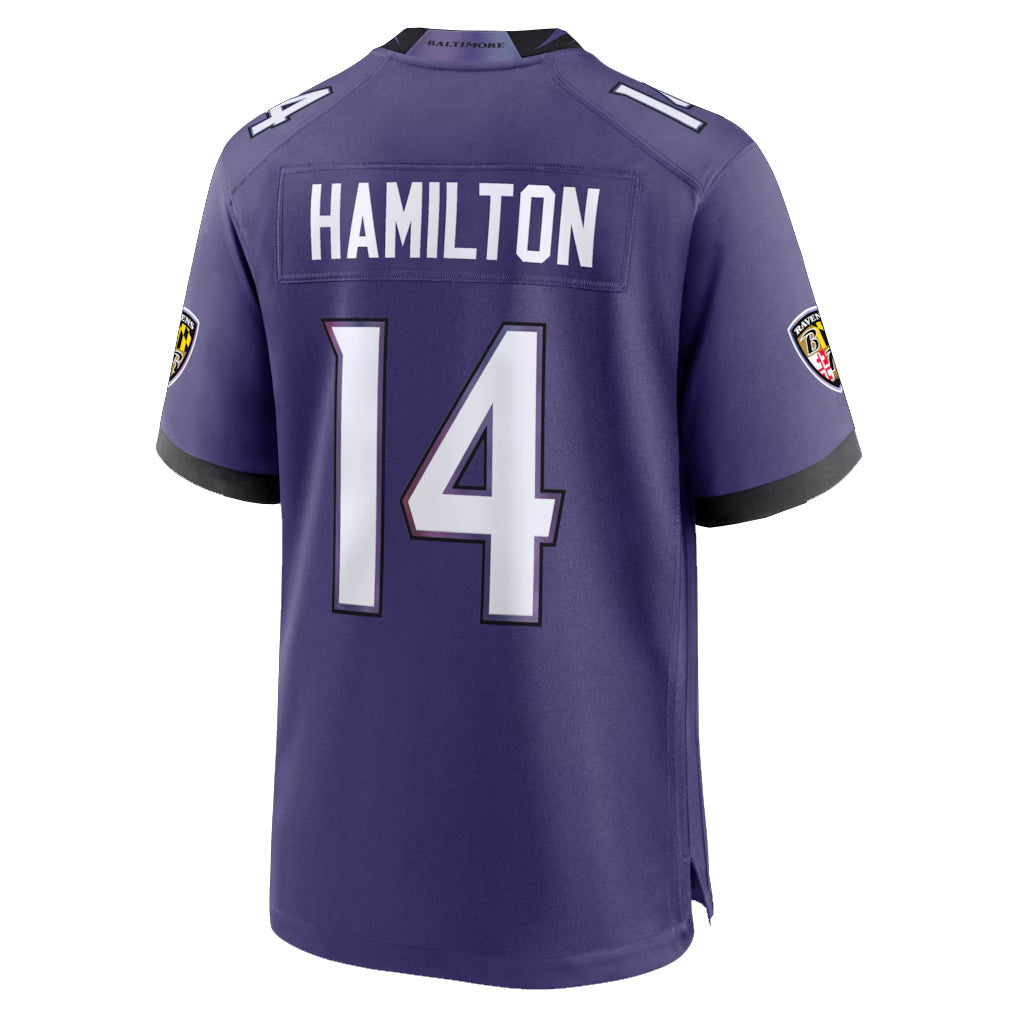 tocy B.Ravens #14 Kyle Hamilton Player Purple Home Game Stitched Jerseys