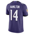 tocy B.Ravens #14 Kyle Hamilton Player Purple Limited Elite Home Game Stitched Jerseys