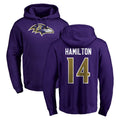 tocy B.Ravens #14 Kyle Hamilton Player Purple Salute to Service Pullover Hoodie Stitched Jerseys