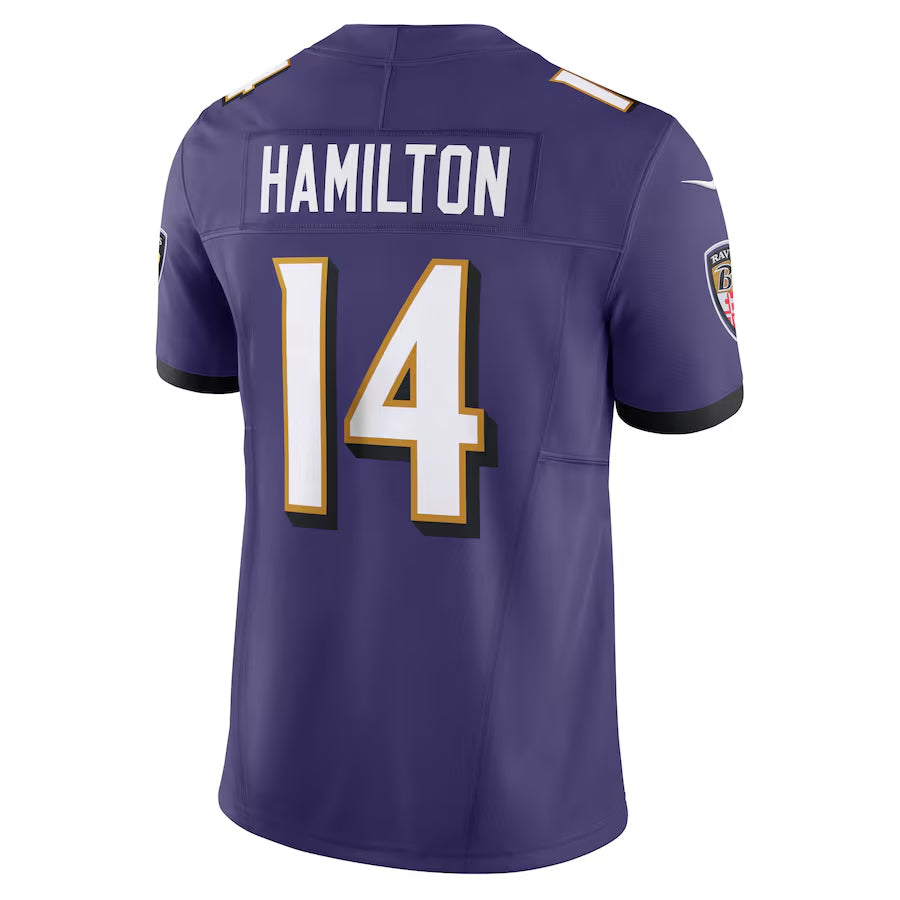 tocy B.Ravens #14 Kyle Hamilton Player Purple Vapor F.U.S.E. Limited Elite Home Game Stitched Jerseys