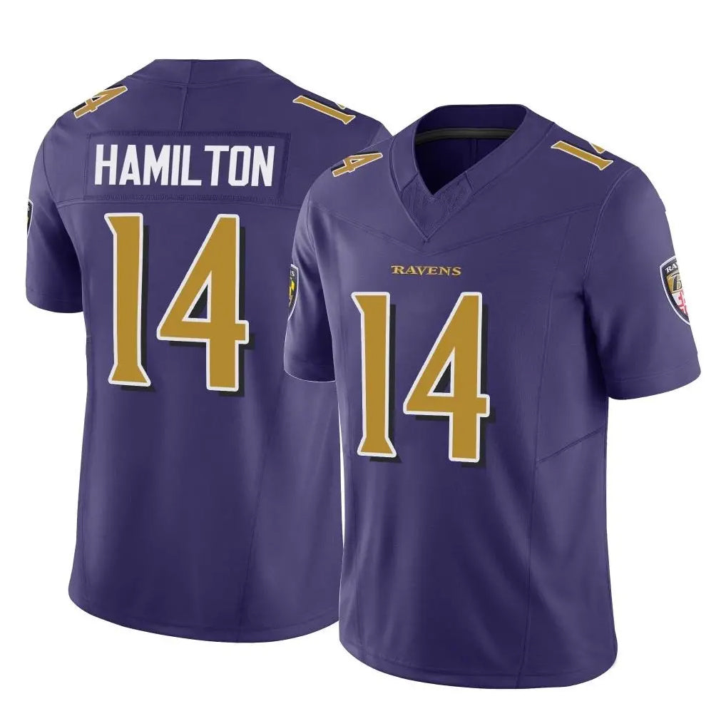 tocy B.Ravens #14 Kyle Hamilton Player Purple Vapor F.U.S.E. Limited Home Game Stitched Jerseys