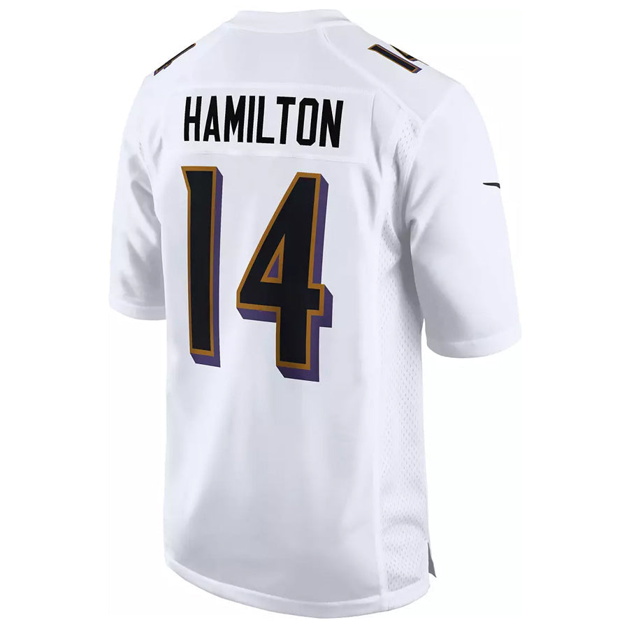 tocy B.Ravens #14 Kyle Hamilton Player White Fashion Home Game Stitched Jerseys