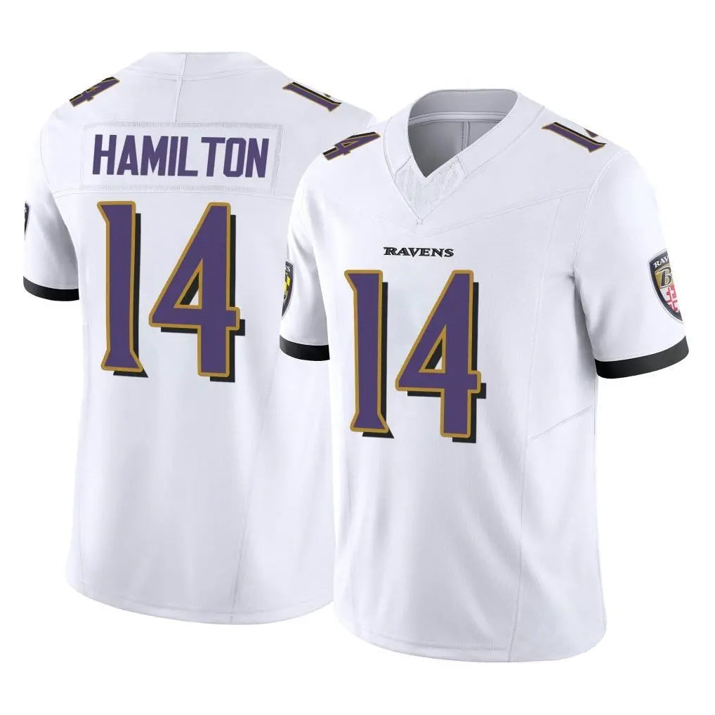 tocy B.Ravens #14 Kyle Hamilton Player White Vapor F.U.S.E. Limited Elite Home Game Stitched Jerseys