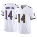 tocy B.Ravens #14 Kyle Hamilton Player White Vapor F.U.S.E. Limited Elite Home Game Stitched Jerseys