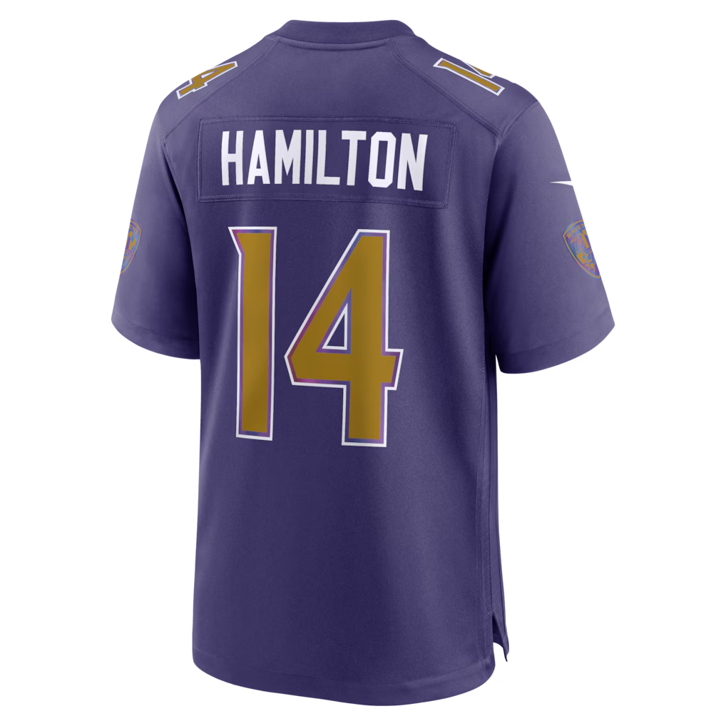 tocy B.Ravens #14 Kyle Hamilton Purple Alternate Game Stitched Jerseys