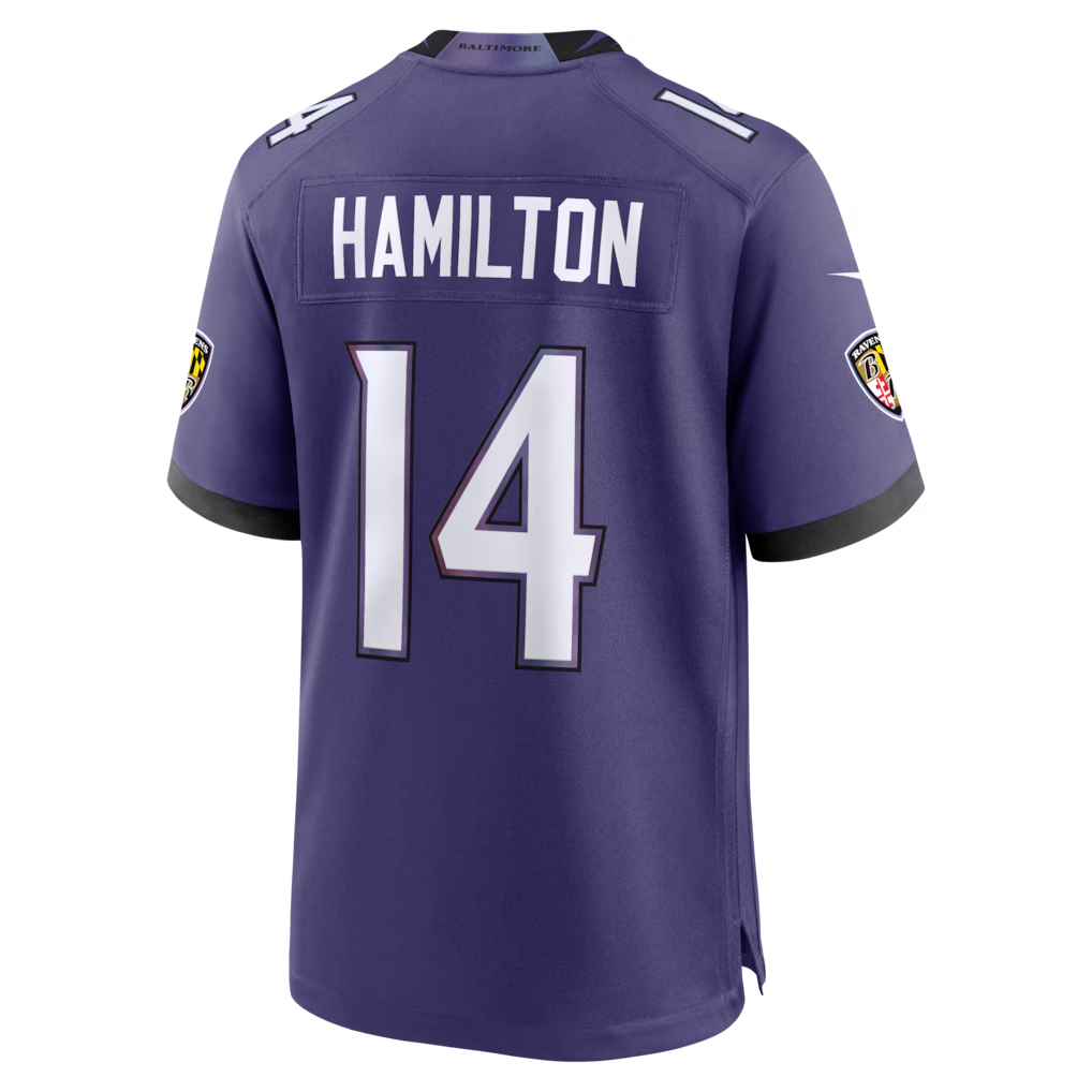 tocy B.Ravens #14 Kyle Hamilton Purple Team Game Stitched Jerseys