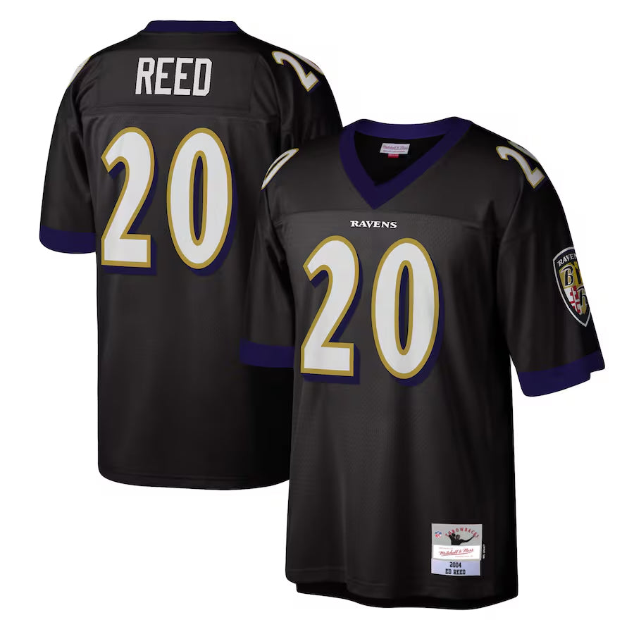 tocy B.Ravens #20 Ed Reed Player Mitchell & Ness Black Legacy Replica Stitched Jerseys