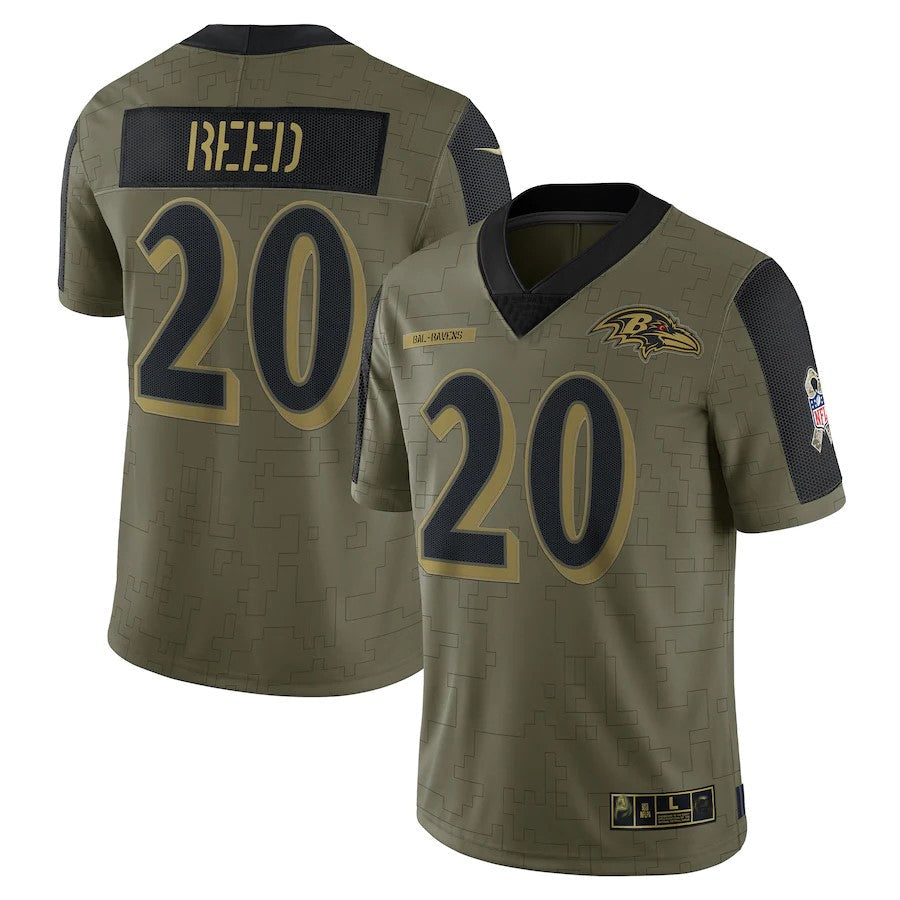 tocy B.Ravens #20 Ed Reed Player Olive Salute To Service Limited Game Stitched Jerseys