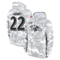 tocy B.Ravens #22 Derrick Henry Player Arctic Camo Salute To Service Hoodie Stitched Jerseys