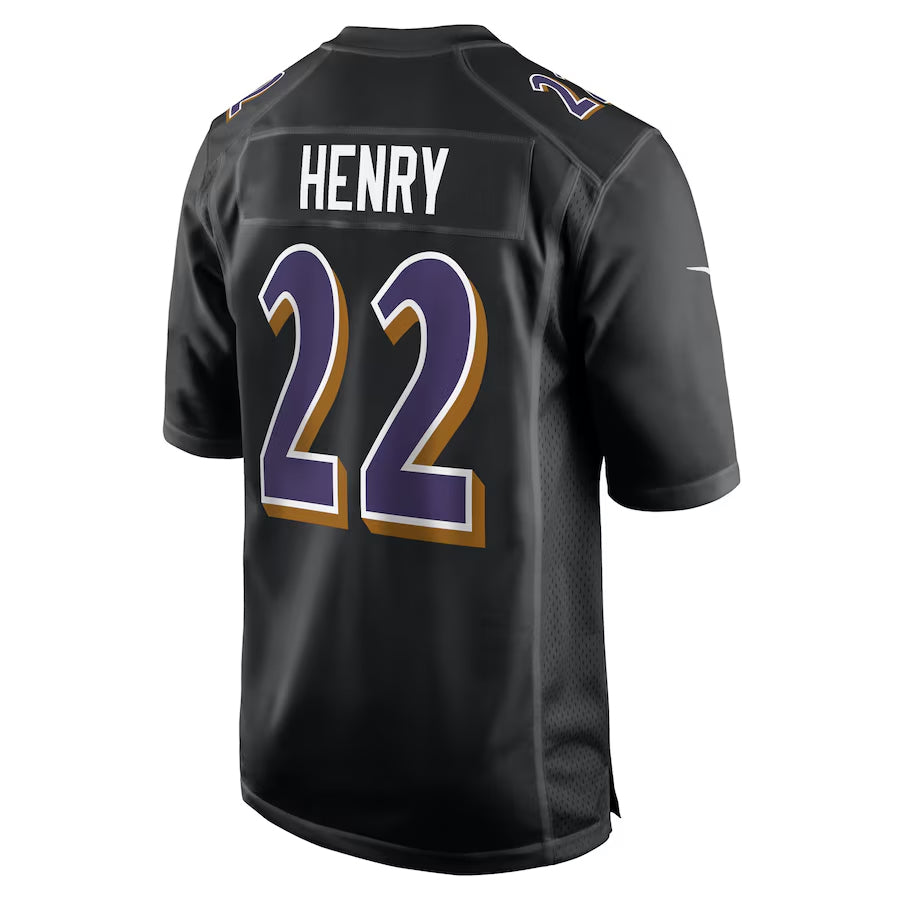 tocy B.Ravens #22 Derrick Henry Player Carbon Black Fashion Home Game Stitched Jerseys