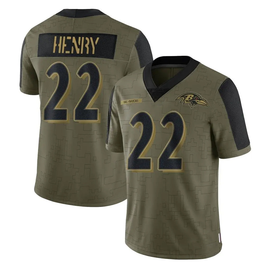 tocy B.Ravens #22 Derrick Henry Player Olive Salute To Service Limited Game Stitched Jerseys