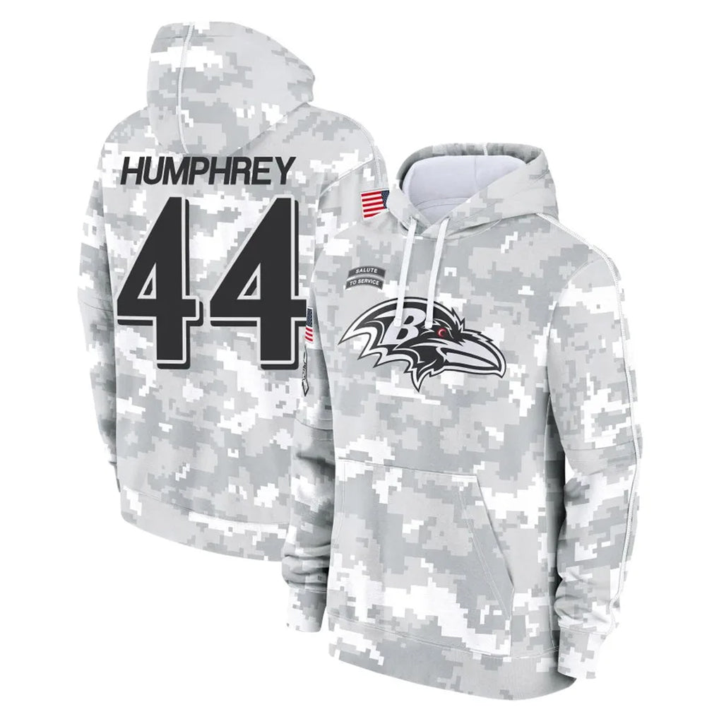 tocy B.Ravens #44 Marlon Humphrey Player Arctic Camo Salute To Service Hoodie Stitched Jerseys