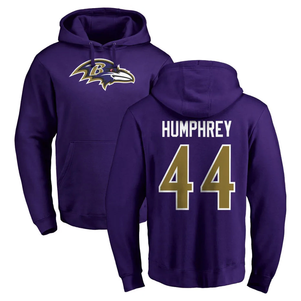 tocy B.Ravens #44 Marlon Humphrey Player Purple Salute to Service Pullover Hoodie Stitched Jerseys