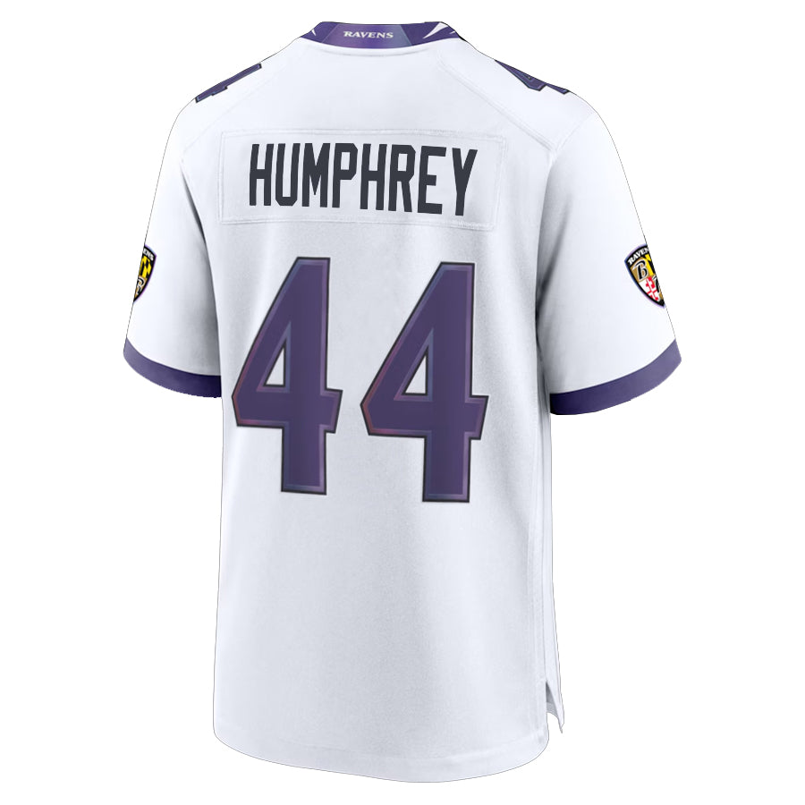 tocy B.Ravens #44 Marlon Humphrey Player White Home Game Stitched Jerseys