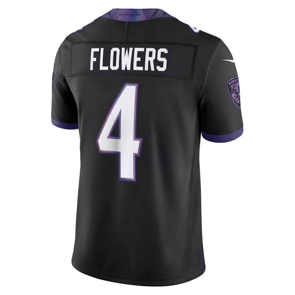 tocy B.Ravens #4 Zay Flowers Black Alternate Alternate Vapor F.U.S.E. Stitched Limited Jerseys