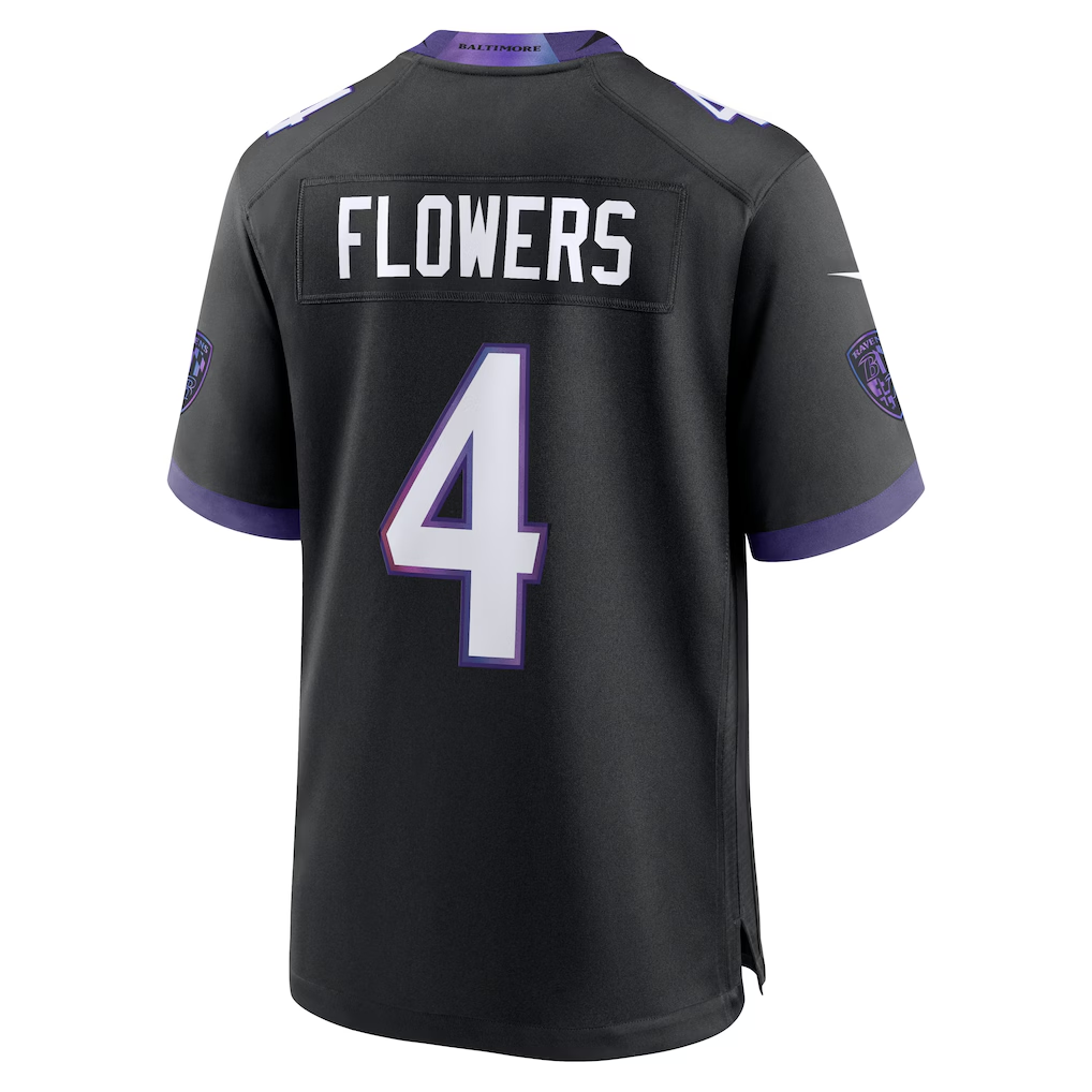 tocy B.Ravens #4 Zay Flowers Black Alternate Stitched Jerseys