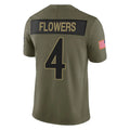 tocy B.Ravens #4 Zay Flowers Player Olive Salute To Service Limited Home Game Stitched Jerseys