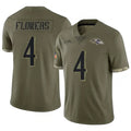 tocy B.Ravens #4 Zay Flowers Player Olive Salute To Service Limited Stitched Jerseys