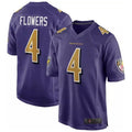 tocy B.Ravens #4 Zay Flowers Player Purple Color Rush Home Game Stitched Jerseys