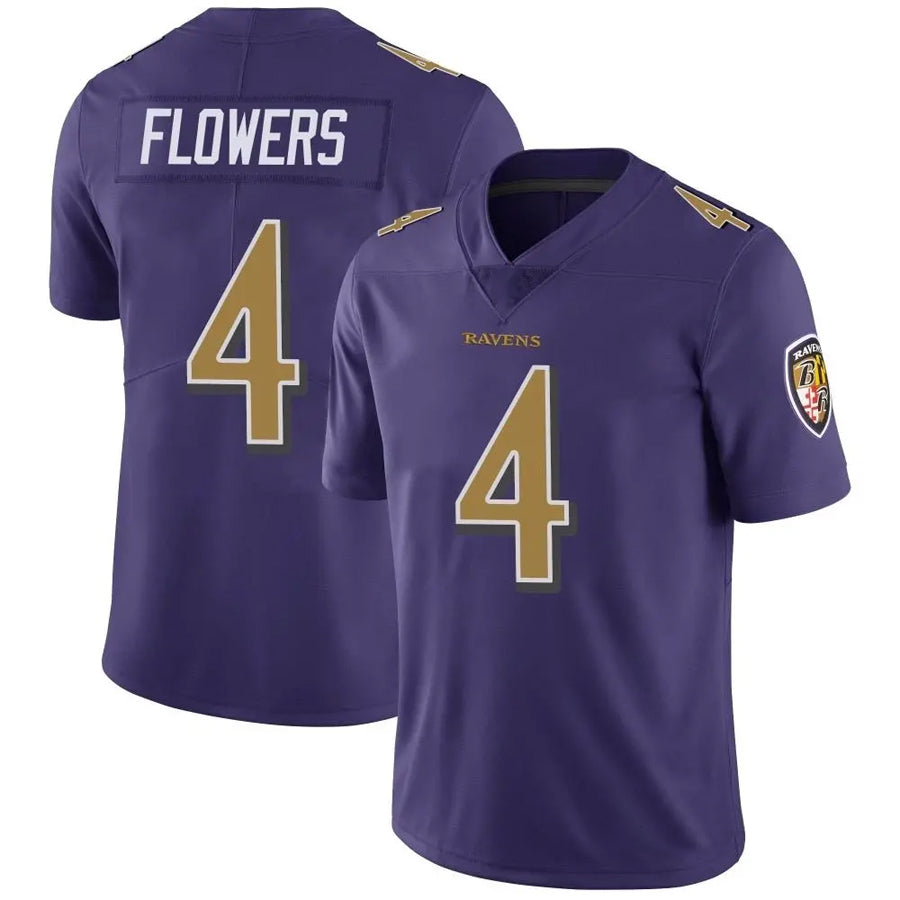 tocy B.Ravens #4 Zay Flowers Player Purple Color Rush Vapor Untouchable Limited Home Game Stitched Jerseys