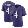 tocy B.Ravens #4 Zay Flowers Player Purple Home Game Stitched Jerseys