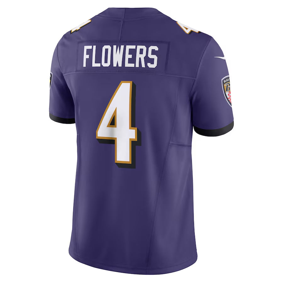tocy B.Ravens #4 Zay Flowers Player Purple Vapor F.U.S.E. Limited Home Game Stitched Jerseys
