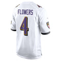 tocy B.Ravens #4 Zay Flowers Player White Alternate Home Game Stitched Jerseys