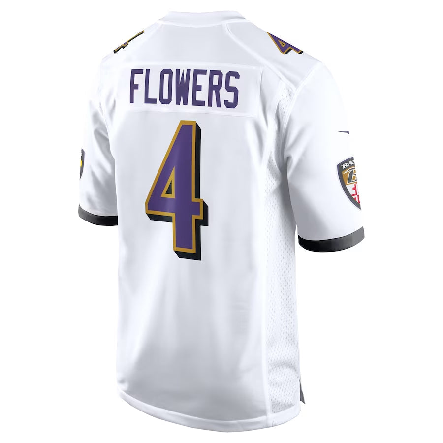 tocy B.Ravens #4 Zay Flowers Player White Alternate Home Game Stitched Jerseys