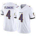 tocy B.Ravens #4 Zay Flowers Player White Vapor F.U.S.E. Limited Home Game Stitched Jerseys