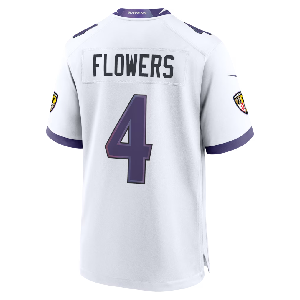 tocy B.Ravens #4 Zay Flowers White Game Stitched Jerseys