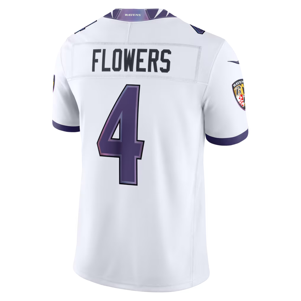 tocy B.Ravens #4 Zay Flowers White Vapor F.U.S.E. Stitched Limited Jerseys