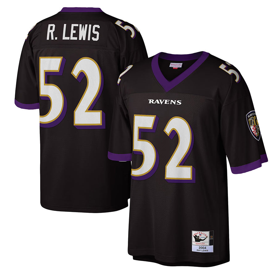 tocy B.Ravens #52 Ray Lewis Player Black Mitchell and Ness Legacy Stitched Jerseys