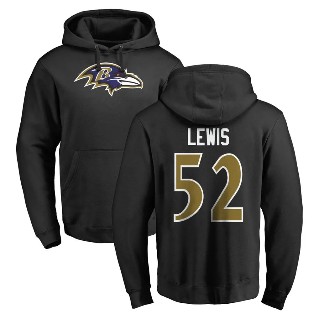 tocy B.Ravens #52 Ray Lewis Player Black Pullover Hoodie Stitched Jerseys