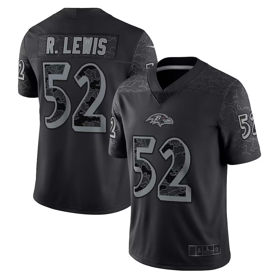 tocy B.Ravens #52 Ray Lewis Player Black RFLCTV Limited Stitched Jerseys