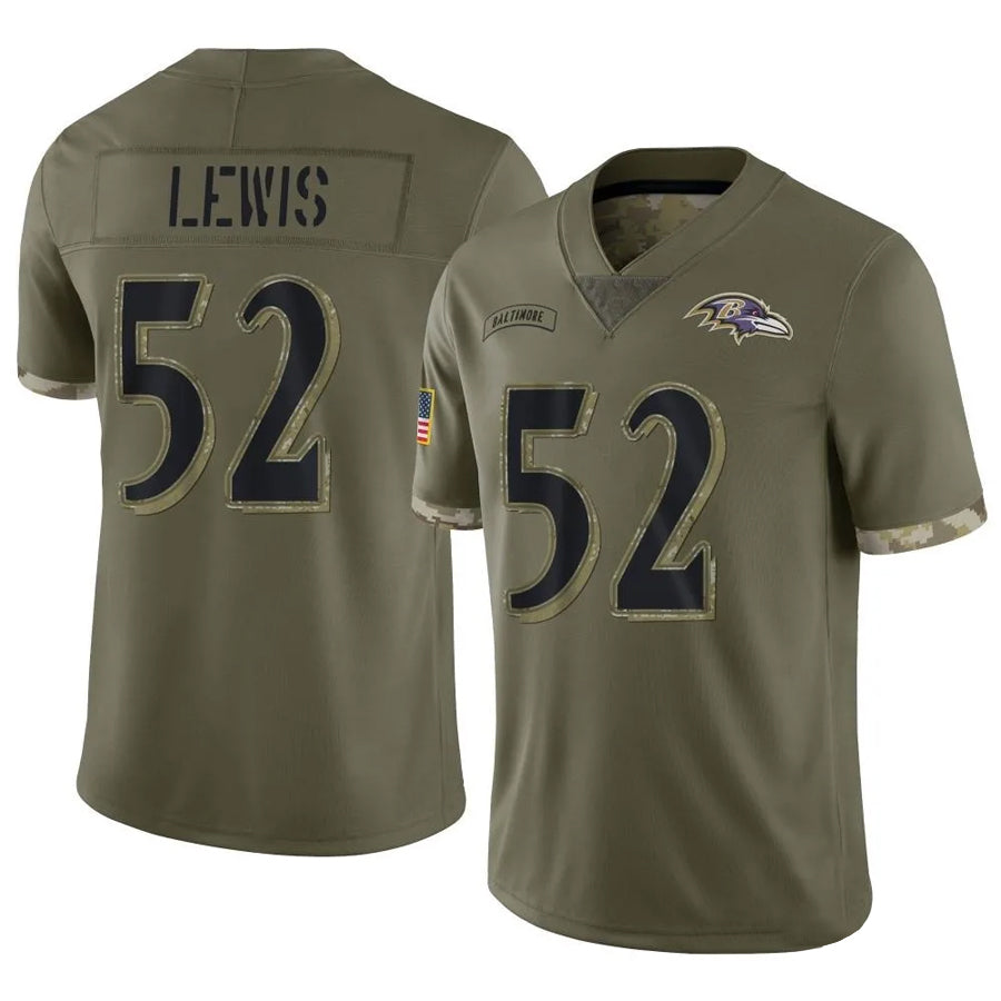 tocy B.Ravens #52 Ray Lewis Player Olive Salute To Service Stitched Jerseys