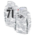 tocy B.Ravens #71 Olaivavega Ioane Player Arctic Camo Salute To Service Hoodie Stitched Jerseys