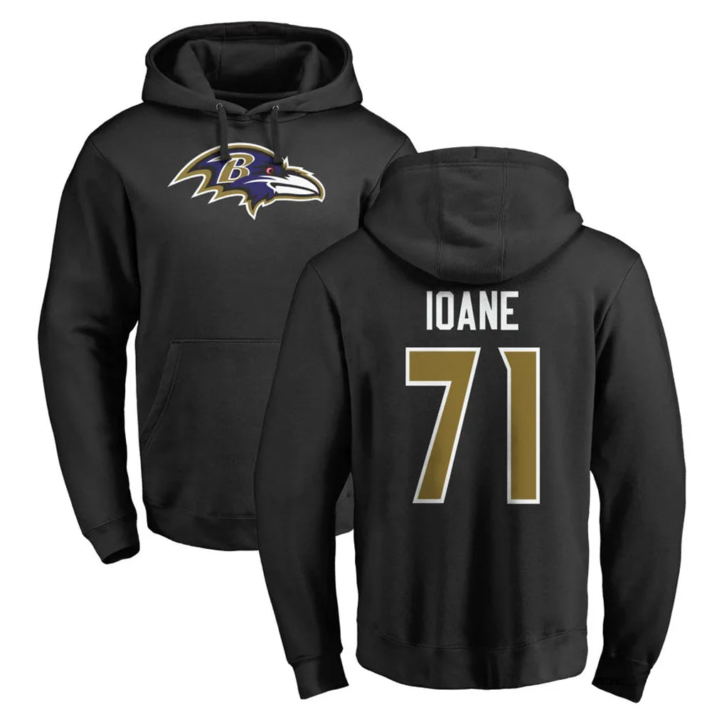 tocy B.Ravens #71 Olaivavega Ioane Player Black Pullover Hoodie Stitched Jerseys