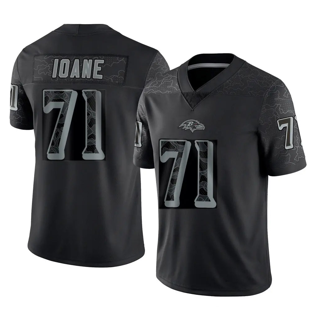 tocy B.Ravens #71 Olaivavega Ioane Player Black RFLCTV Limited Stitched Jerseys
