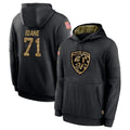 tocy B.Ravens #71 Olaivavega Ioane Player Black Salute to Service Pullover Hoodie Stitched Jerseys