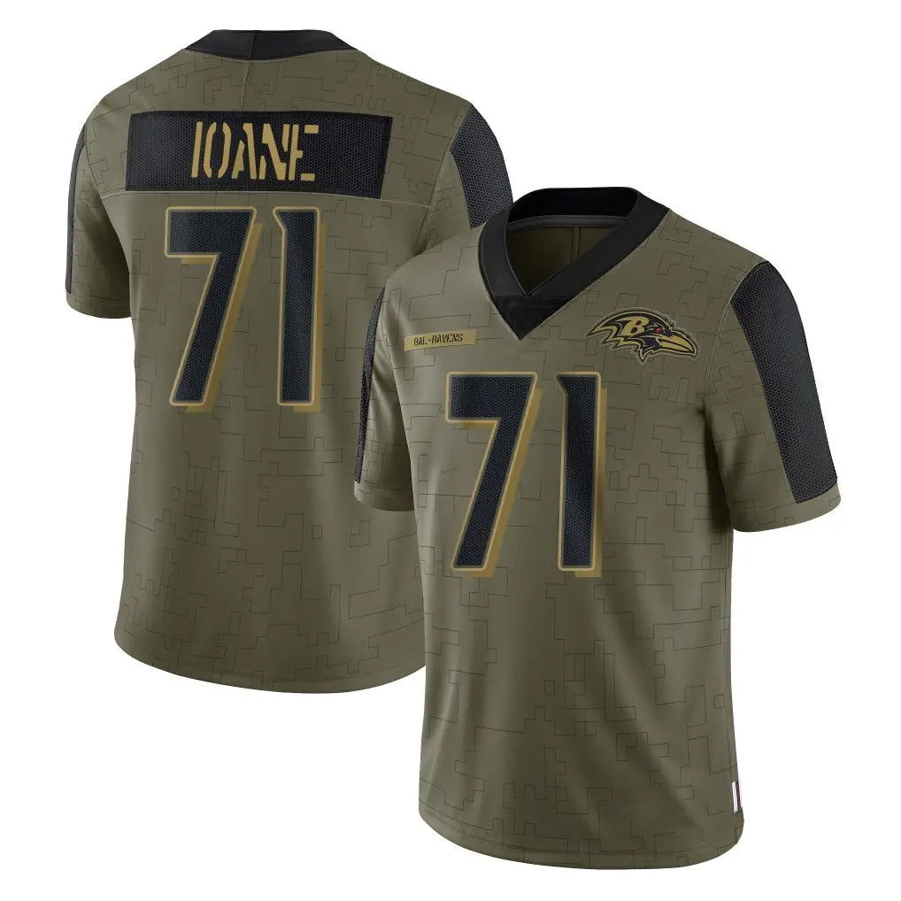tocy B.Ravens #71 Olaivavega Ioane Player Olive Salute To Service Limited Game Stitched Jerseys