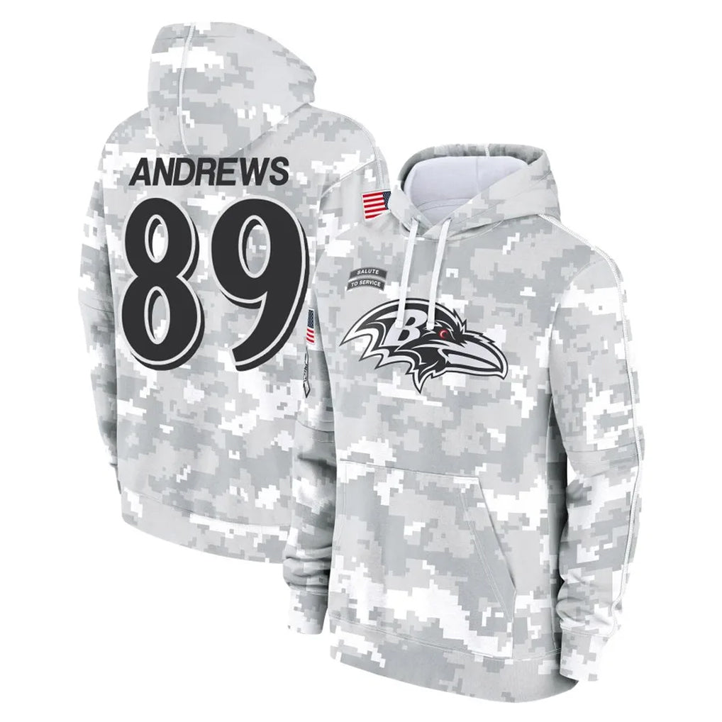 tocy B.Ravens #89 Mark Andrews Player Arctic Camo Salute To Service Hoodie Stitched Jerseys