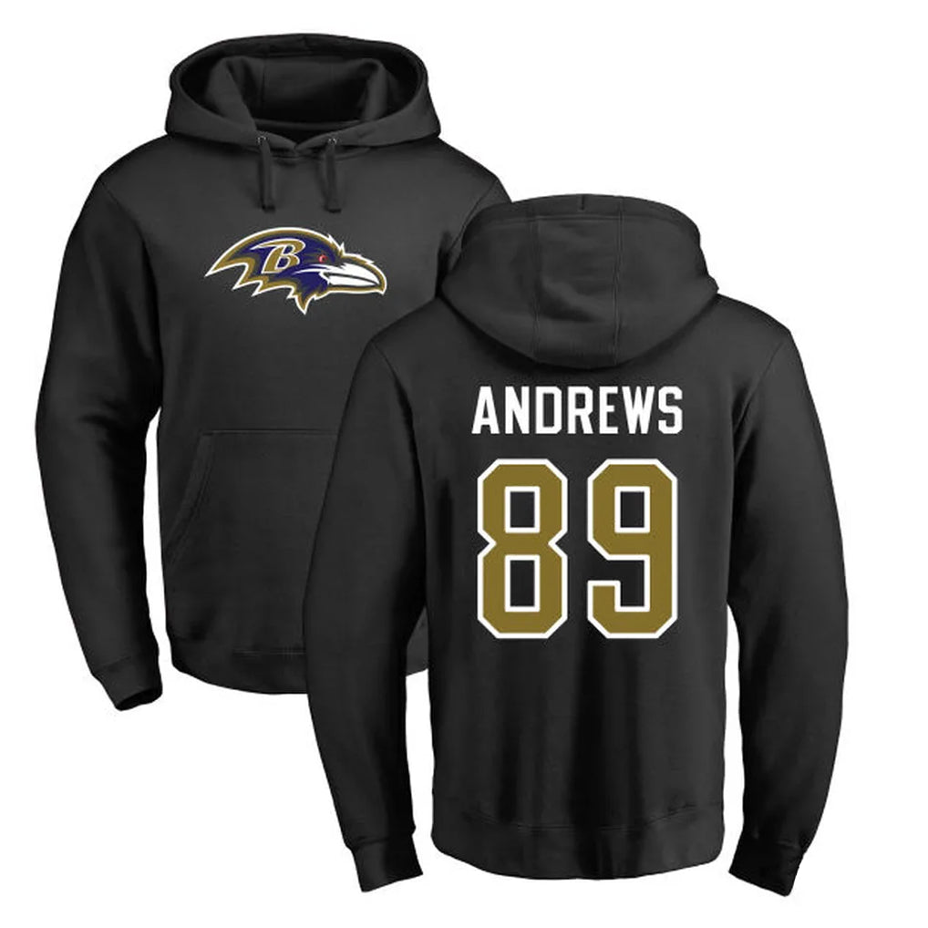 tocy B.Ravens #89 Mark Andrews Player Black Pullover Hoodie Stitched Jerseys